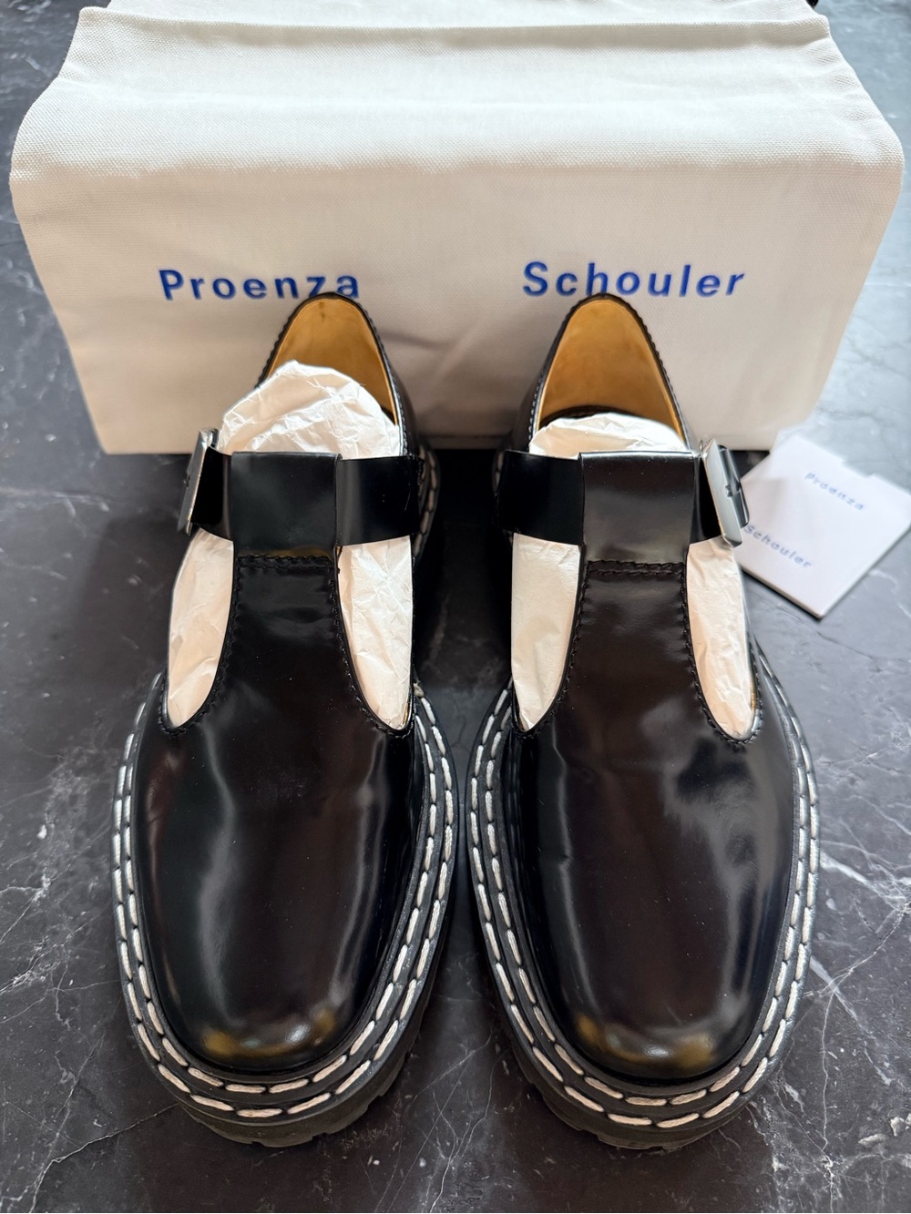Proenza Schouler Black Patent Maryjane with Contrasting Stitching